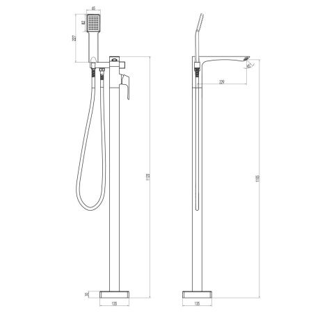 Смеситель Lemark Unit LM4544C для ванны, напольный