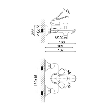 Смеситель для ванны D&K Bayern DA1243201, хром