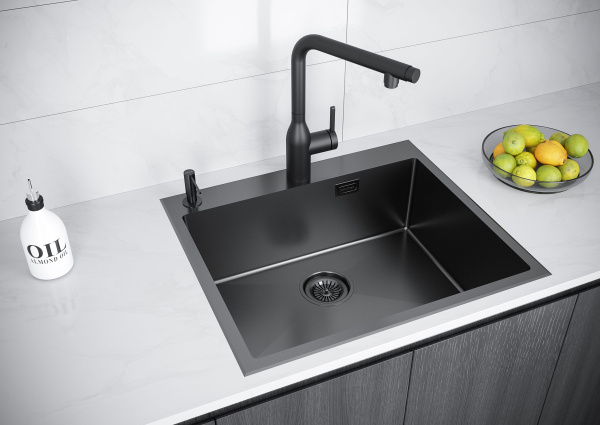 Мойка Paulmark KRONER-EDGE 59 PM775951-GM 510х590х200 мм, нержавеющая сталь, вороненая сталь