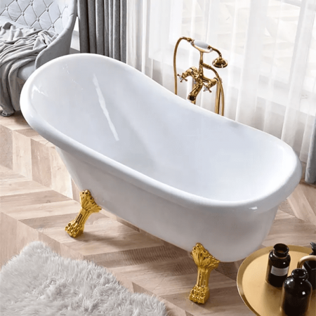 Акриловая ванна Cerutti SPACLASSIC 170G  отдельностоящая  170x79x75 на львиных лапах  золото