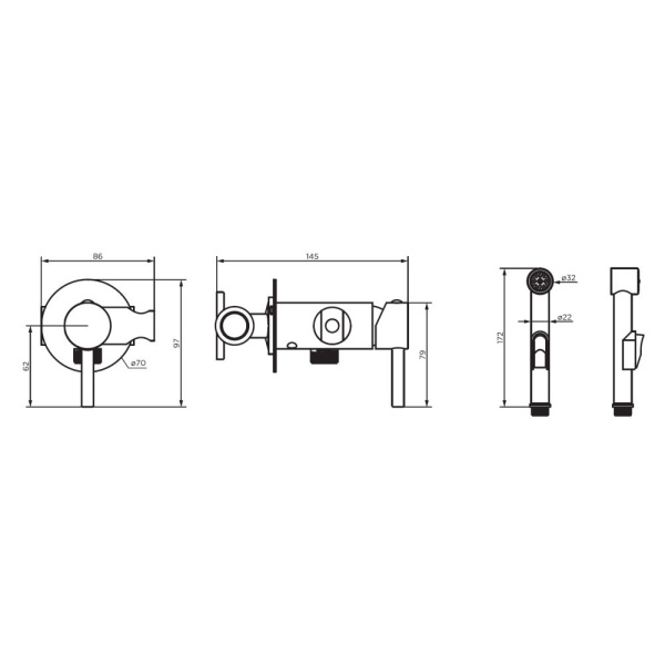 D3075000 Logic Смеситель Dorff с гигиеническим душем, хром