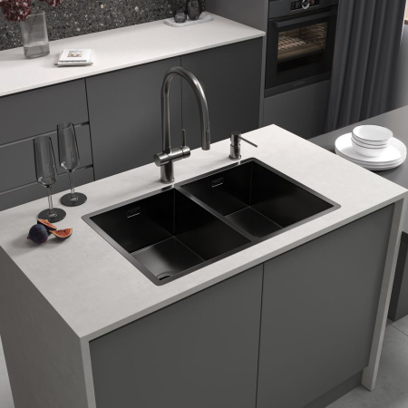 Смеситель Reflexion Lago RX9904BL для кухни с вытяжным изливом, оружейная сталь