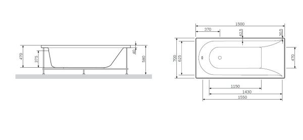 Каркас для ванны AM.PM Spirit W72A-150-070W-R2 170х70 см