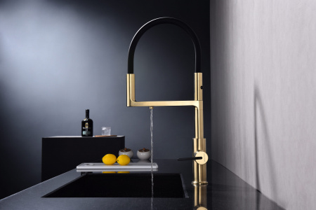 Смеситель для кухни Paulmark TORNADO To213402-SBG, светлое брашированное золото