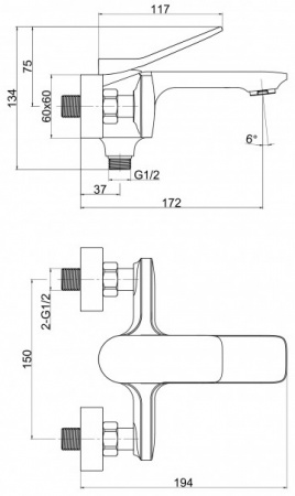 Смеситель для ванны с душем Cersanit Odra 63051