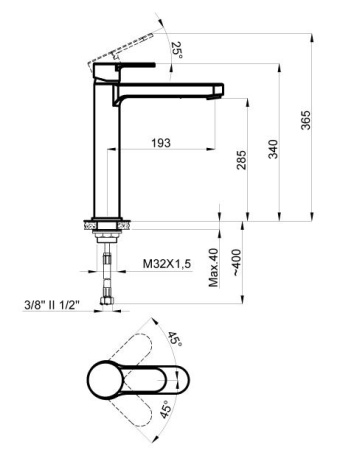 Смеситель для раковины AZARIO TEVIS высокий, хром (AZ-15494551)