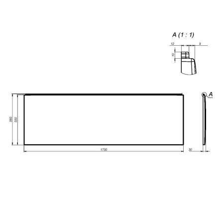 W93A-175-075W-P Gem панель фронтальная для ванны 175 см