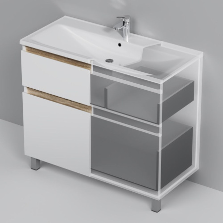 M85AFSX1002WG X-Joy База под раковину AM.PM, напольная, 100 см, 2 ящика, белый глянец