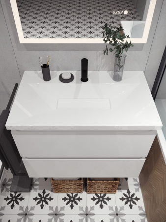 Тумба под умывальник Belux подвесная Фаворит 75-02, белый глянцевый