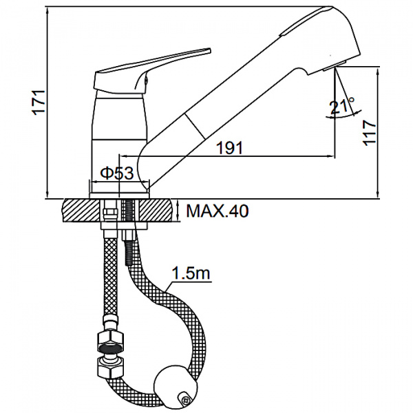 Смеситель для мойки с выдвижной лейкой Ledeme H13 L6013