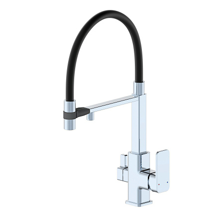 Смеситель для кухни с гибким изливом и подключением фильтра WONZON & WOGHAND, Хром (WW-88458012-CR)