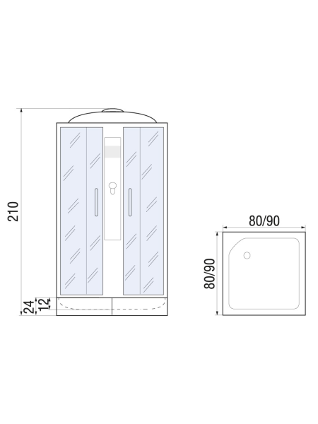 Душевая кабина River QUADRO 90/24 MT 900х900х2100мм