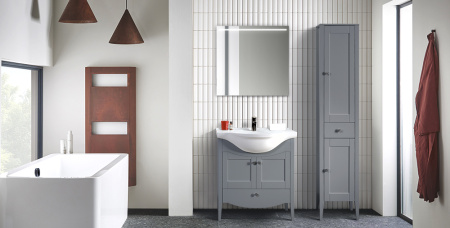 Тумба под умывальник Belux Афины напольная 75-01, железный серый матовый