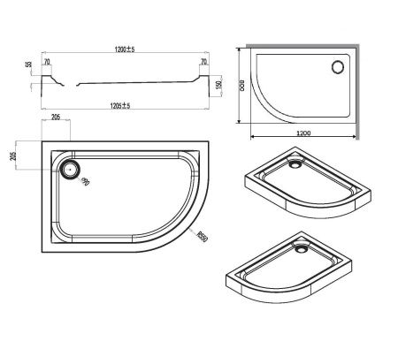 Поддон душевой AM.PM Like W83T-302L120W 120x80 см, левосторонний