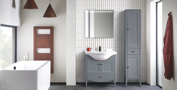 Тумба под умывальник Belux Афины напольная 75-01, железный серый матовый