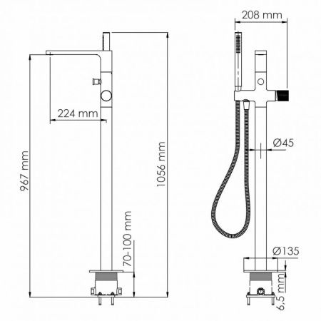 Смеситель напольный для ванны Wasserkraft Mosel 4621