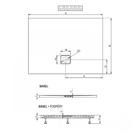 Поддон Riho BASEL 100х90 DC240050000000S с сифоном