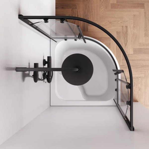 W90G-401A090BT Душевое ограждение AM.PM Gem Deep 1/4 Rond 90x90 стекло прозрачное, профиль черный матовый