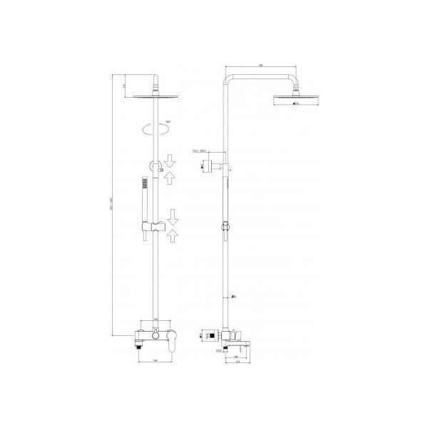 Душевая стойка с изливом Paffoni Light ZCOL632NO черная матовая