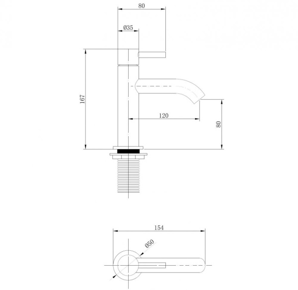 Смеситель ABBER Wasser Kreis AF8110B для раковины, черный матовый