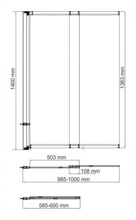 Стеклянная шторка на ванну WasserKRAFT Main 41S02-100 LM