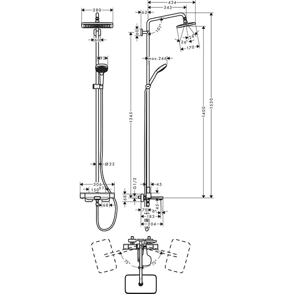 Душевая система Hansgrohe Croma E 27687000