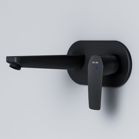 F90A72222 Gem Смеситель для умывальника AM.PM монтируемый в стену, чёрный