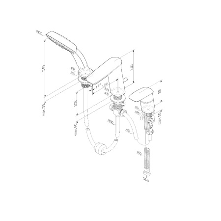F50A01300 Inspire V2.0 Смеситель на борт ванны AM.PM, трёхсекционный, хром