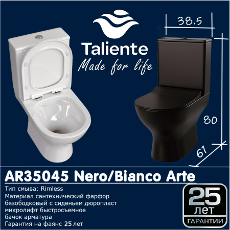 Унитаз Taliente Arte AR35045 напольный с бачком