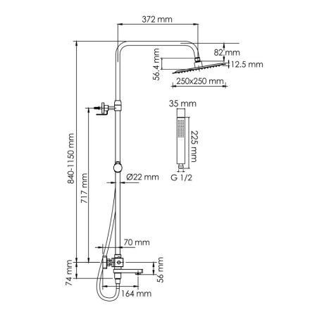 Душевая система WasserKRAFT A299.255.218.BM Thermo с термостатическим смесителем