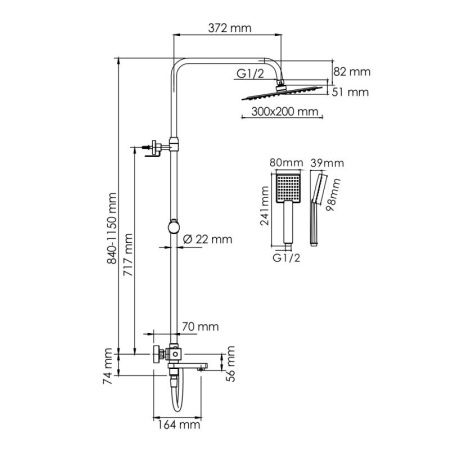 Душевая система WasserKRAFT A199.069.141.087.CH Thermo с термостатическим смесителем