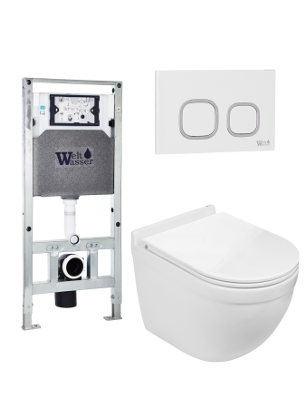Комплект инсталляции с унитазом Weltwasser AMBERG 506 ST + HEIMBACH 043 GL-WT + AMBERG RD-WT