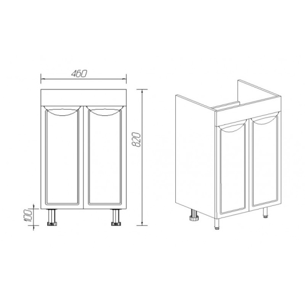 Тумба VIANT "Лима" COMO 50 2 ств 380х460х820 (VLIM50CO-T2ST)