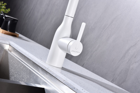 Смеситель для кухни Paulmark VIPER Vi213105-431(WH), белый матовый