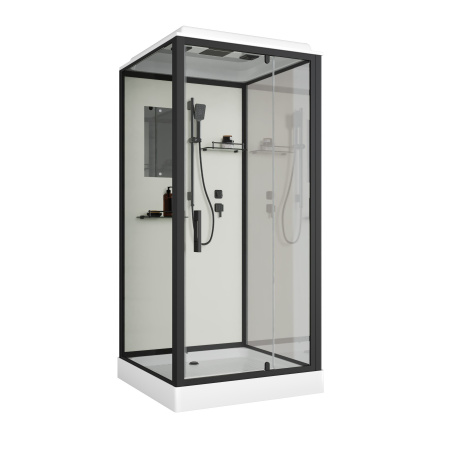 Душевая кабина Niagara Standart ST90/15Q/BL (90х90х215) квадрат,поддон 15см,распашная,проф.черный