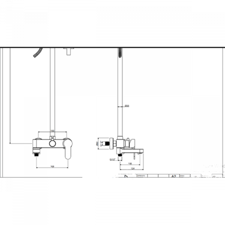 Душевая стойка с изливом Paffoni Light ZCOL632NO черная матовая