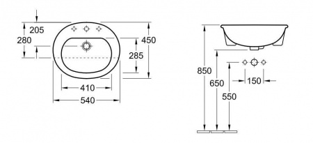 Умывальник Villeroy&Boch O.Novo 41605501 54х45