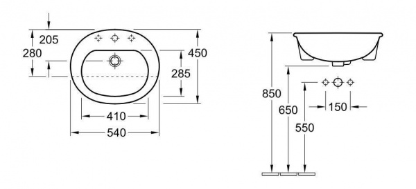 Умывальник Villeroy&Boch O.Novo 41605501 54х45