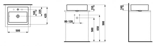 Умывальник Laufen Living City 8114310001041 50x42x15