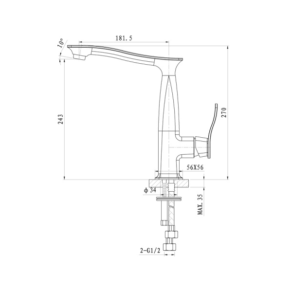 Смеситель для кухни WONZON & WOGHAND Navia, Хром (WW-182101-CR)