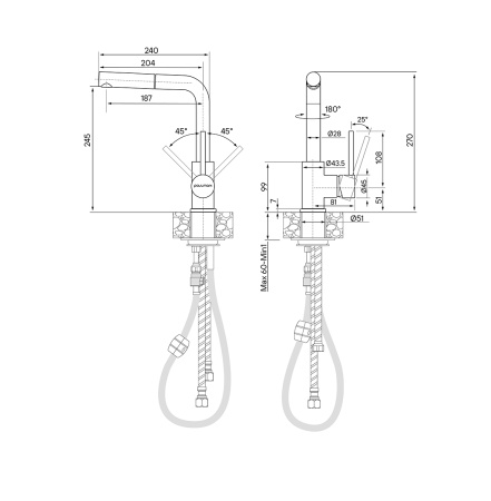 Смеситель для кухни Paulmark KASSEL Ka214311-418(BLM), чёрный металлик