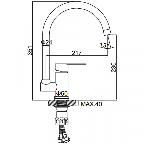 Смеситель для мойки Ledeme H703 L74003