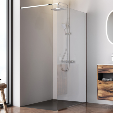 W84WI-120-F1-MTE Душевая перегородка AM.PM Func 120x200, стекло прозр. 8 мм + покрытие, профиль мат хром