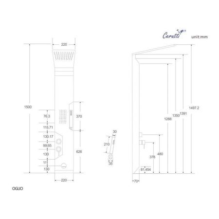 Панель OGLIO B душевая Cerutti SPA CT8987