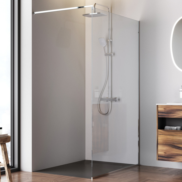 W84WI-120-F1-MTE Душевая перегородка AM.PM Func 120x200, стекло прозр. 8 мм + покрытие, профиль мат хром