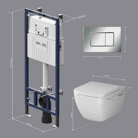 IS100251.901701 Инсталляция MasterFit с клавишей S глянц хром с подвесным унитазом Gem FlashClean с сиденьем