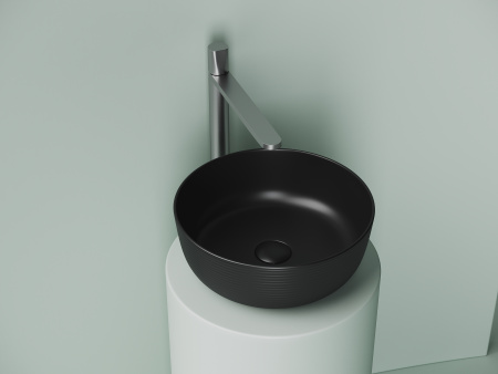 Раковина накладная круглая Ceramicanova Element 356*356*135, черный матовый, CN6073MB