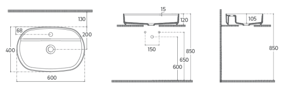Раковина накладная ISVEA Infinity 60 овальная 60см цвет коричневый матовый 10NF65060SV-2H