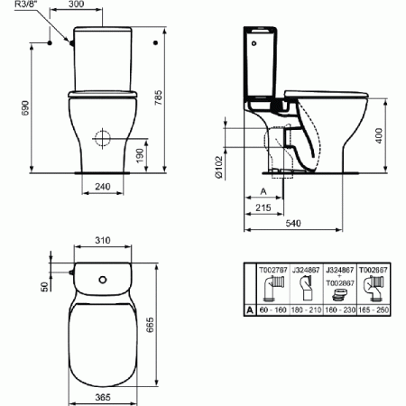 Чаша напольного унитаза Ideal Standart Tesi AquaBlade T008701 (open-back)