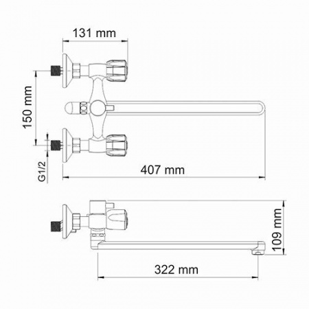 Смеситель для ванны с длинным изливом Wasserkraft Amper 2902L